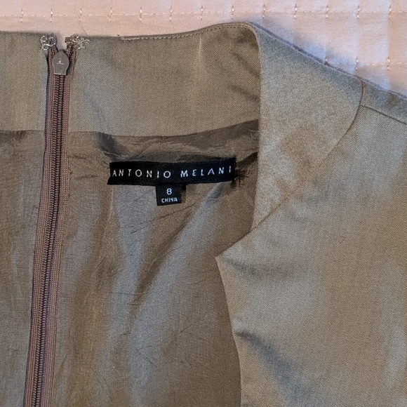 Antonio Melani Sage Green Sheath Dress Size 8 | Cap Sleeve Knee Length Work Dres - Picture 4 of 9